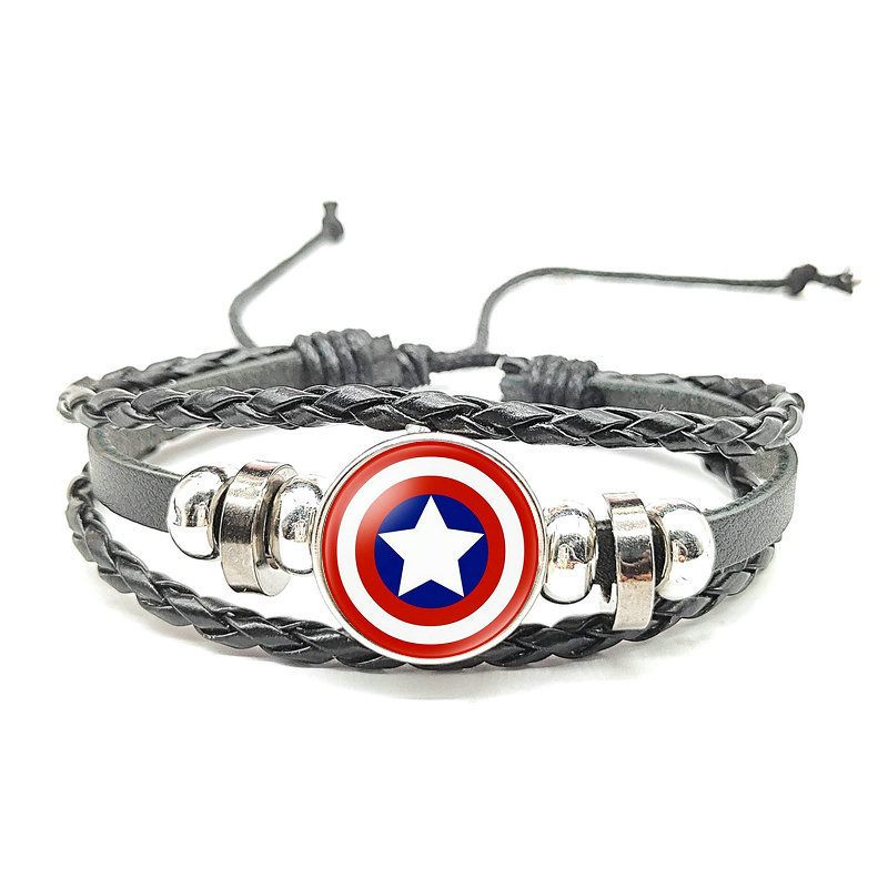 European and American Movie Marvel Top Ten Heroes Bracelet Time Gem Snap Adjustable Woven Rope Leather Bracelet European and American Movie Marvel Top Ten Heroes Bracelet Time Gem Snap Adjustable Woven Rope Leather Bracelet