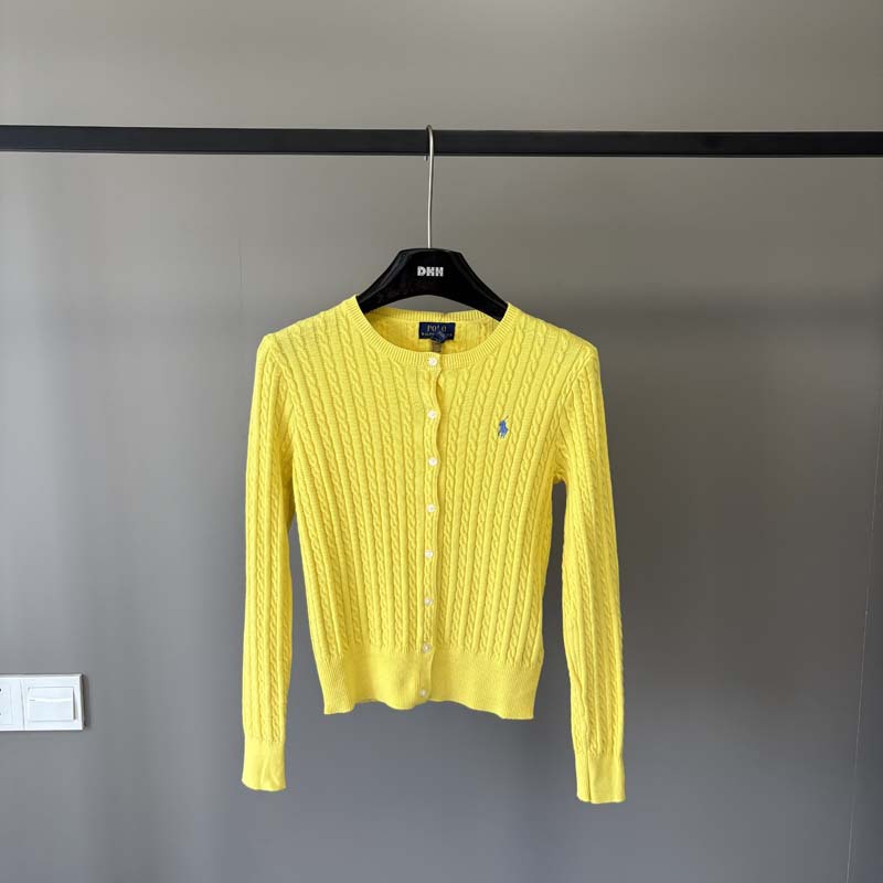 High-Quality Rl Pony Embroidery Cable Knit Cardigan for Women, Long-Sleeved, Vintage, Elegant, Exquisite, Fashionable and Versatile 5