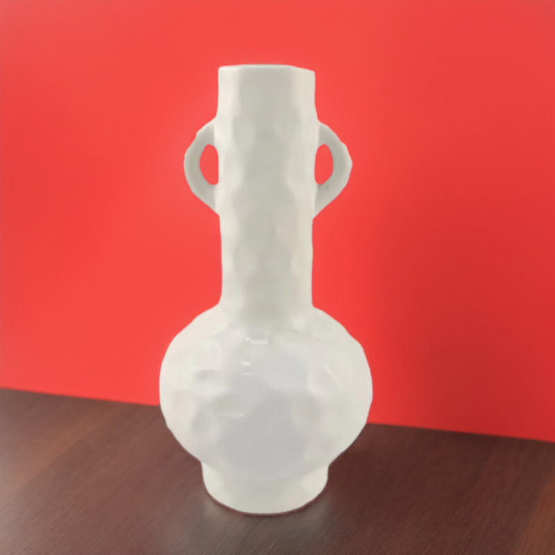 Cross-Border Modern Minimalist White Double-Eared Vase, High-End Ceramic Home Accommodation Dining Table Decoration Creative Ornament Cross-Border Modern Minimalist White Double-Eared Vase, High-End Ceramic Home Accommodation Dining Table Decoration Creative Ornament