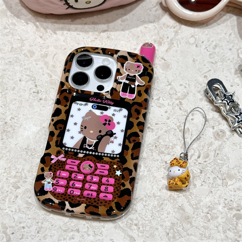 漫画ビッグブラザーとヒョウ柄 KT 猫 iPhone14/13 に適した 12 Apple 16/15 PROMAX 携帯電話ケース落下防止|undefined