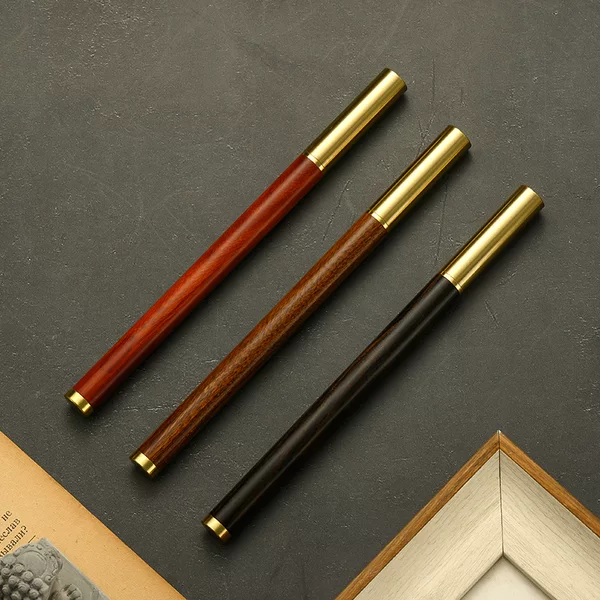 in stock wholesale 301 solid wood neutral pen business advertising gifts brass sandalwood orb sign pen lettering logo