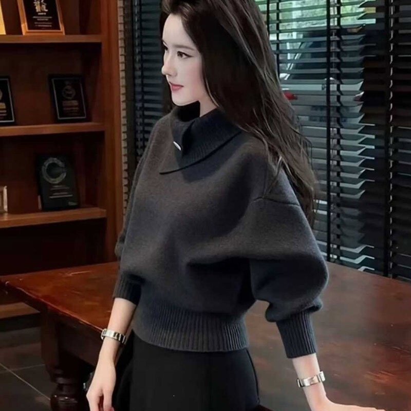 Kochi Old Money Style Sophisticated Design Soft and Relaxed Orange Turtleneck Knit Sweater for Women, Old Money Style Top for Women