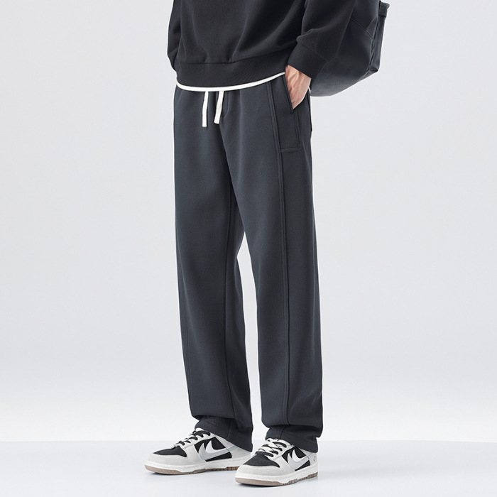 2025 nuevo otoño cordón elástico pantalones de cintura masculinos retro americano casual suelto pantalones rectos