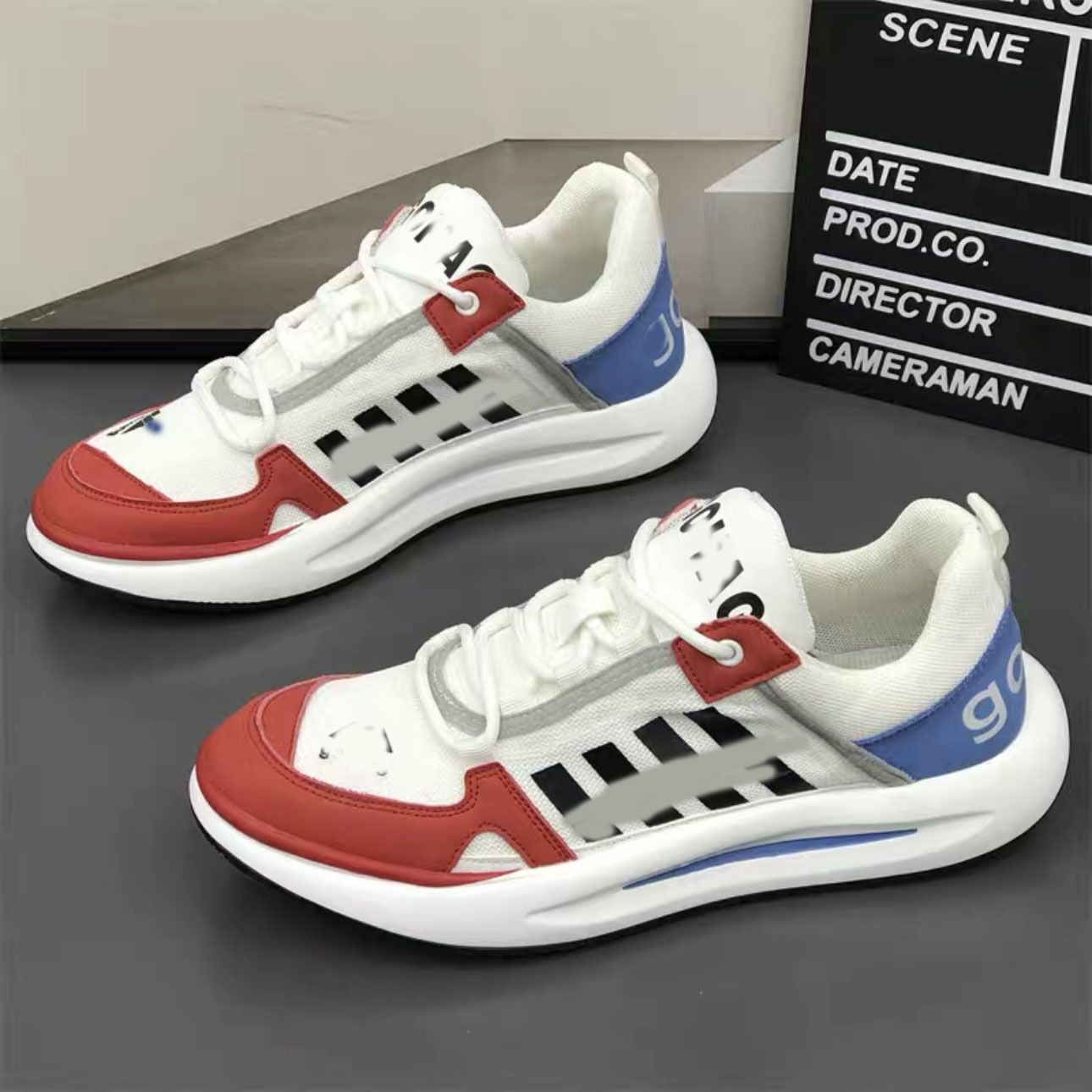 欧洲站夏季新款网面透气舒适休闲轻便摇摇鞋男潮流四道杠网红zmd