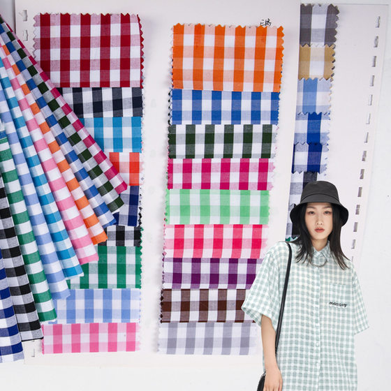 Factory direct spot supply 50 high density cotton yarn-dyed black and white Chaoyang shirt children's clothing women's clothing skirt pants