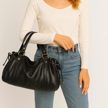 女士复古手提包秋冬软皮褶皱托特包跨境外贸大容量单肩包工厂批发