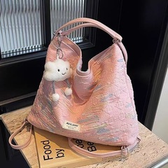 多機能小衆刺繍布包片肩斜めショルダーバッグ三用リュックサック韓国版個性カジュアルリュックサック