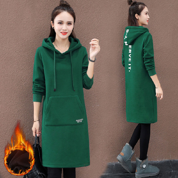 Felpa con cappuccio in pile per donna, stile coreano casual autunno inverno, stampa di lettere, manica lunga, tasca, abito felpa_voghion.com