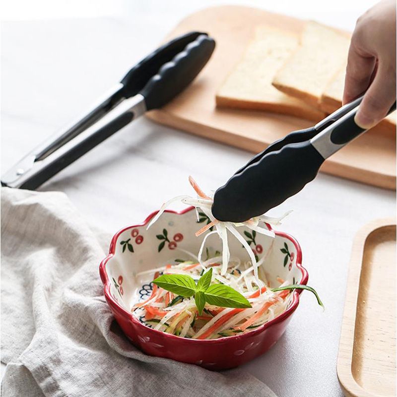 Silicone Nylon Food Tongs Stainless Steel 8-inch Barbecue Tongs Barbecue Tongs Steak Tongs display picture 7