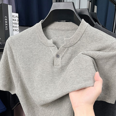 夏の100% 純綿中国式丸首半袖ファッションカジュアルニット男性tシャツ通気性男性用シャツ