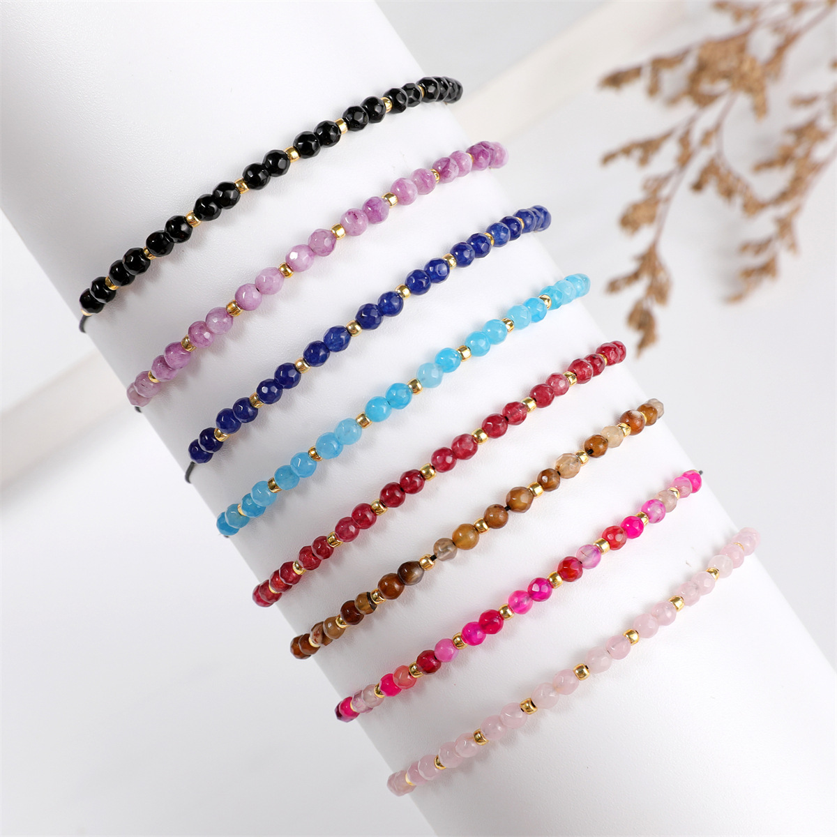 natural stone Material Round Pattern Women's Gender Beaded, Knitting Design Wholesale Jewelry Casual Simple Style Round Natural Stone Beaded Knitting Bracelets