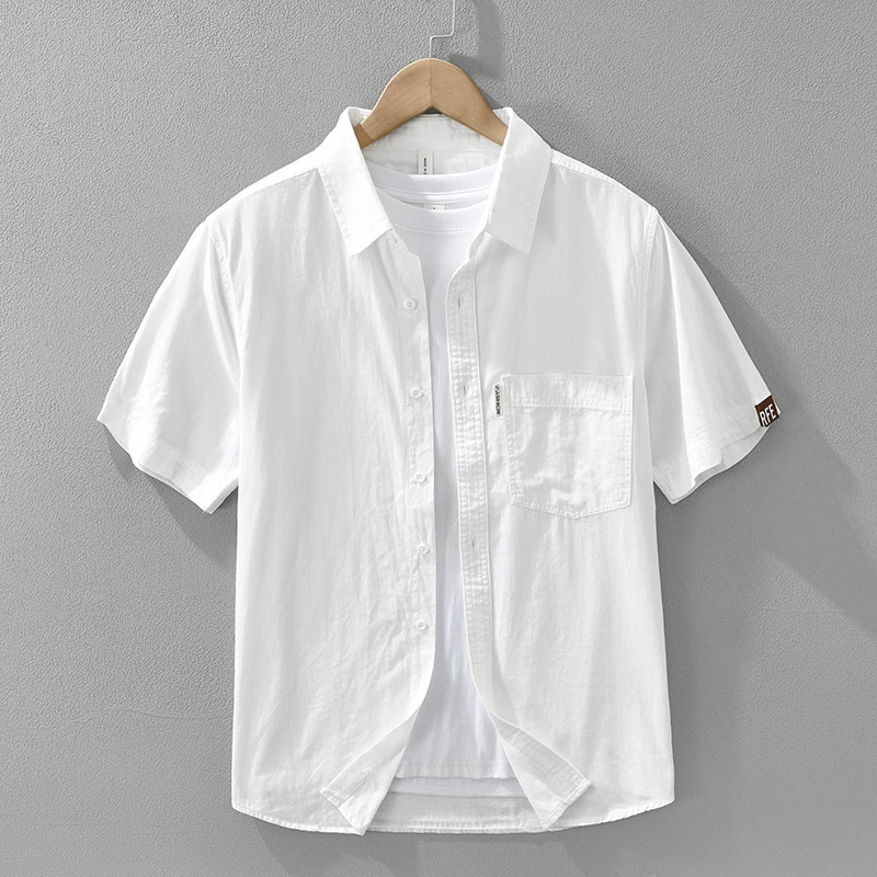 8098 однотонная свежая рубашка с короткими рукавами в японском стиле, модная универсальная художественная повседневная свободная верхняя мужская одежда, оптовая продажа