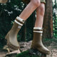 Cross-border export Korean rain shoes women's adult mid-barrel waterproof shoes women's non-slip girdle elastic four-season universal rubber shoes