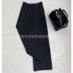 強くお勧めします! シンプルなThe*Rowレトロウールフロアレングスストレートパンツ、通勤用ハイウエストスリムパンツ、レディーススーツパンツ
