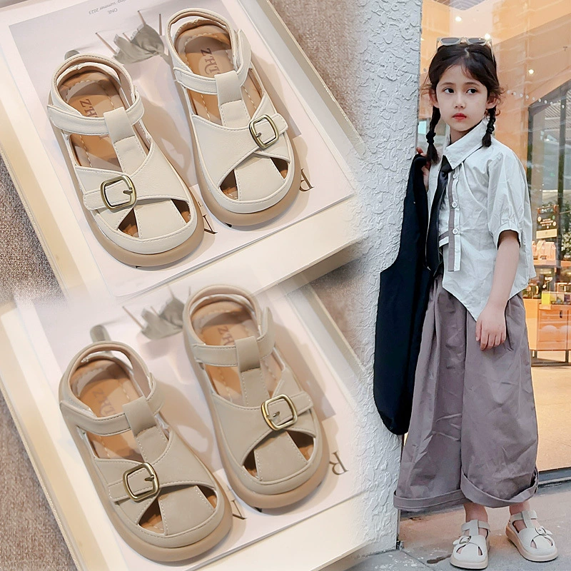 Детские летние босоножки для девочек 2024 года, популярные туфли-принцессы, мягкая подошва, летняя обувь, повседневные, мягкая подошва, клетка