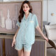 Pajamas Women's Summer Ice Silk Thin Short-sleeved Shorts Two-piece Set Fashion Small Flower Jacquard Lace Home Clothes suit 801