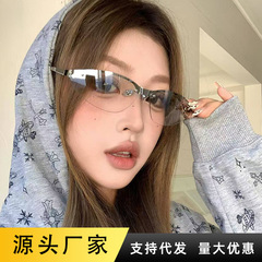 新款连体墨镜女欧美跨境Y2K千禧辣妹时尚方型眼镜ins网红太阳镜