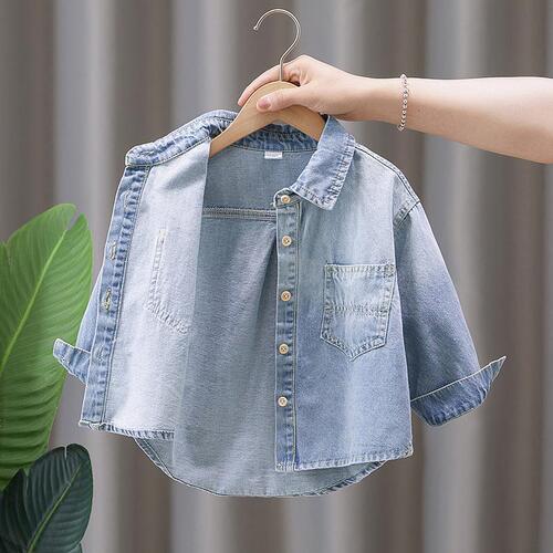 Boys' denim shirt  new style children's long-sleeved shirt spring and autumn loose-fitting fashionable trendy coat