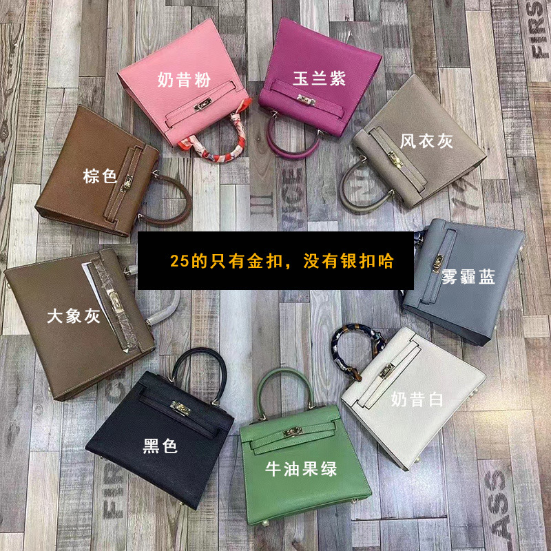 Bolso Kelly mini de cuero genuino, nuevo 2025, para mujer, versátil, al por mayor