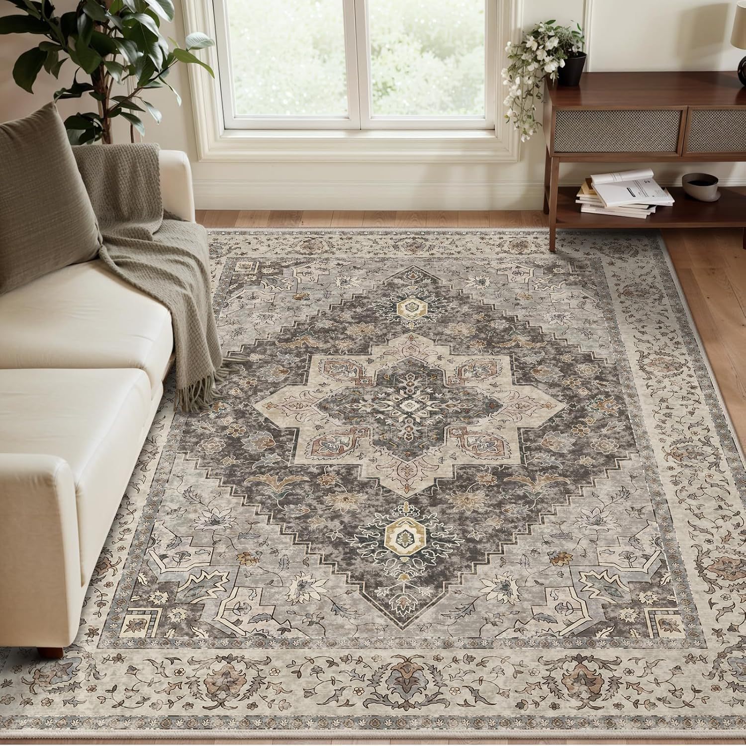 ethnic carpet made of faux fur for living room