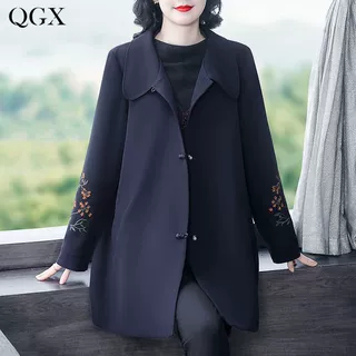 大码女装上档次刺绣显瘦外套2026秋冬季新款胖美人宽松中式盘扣上