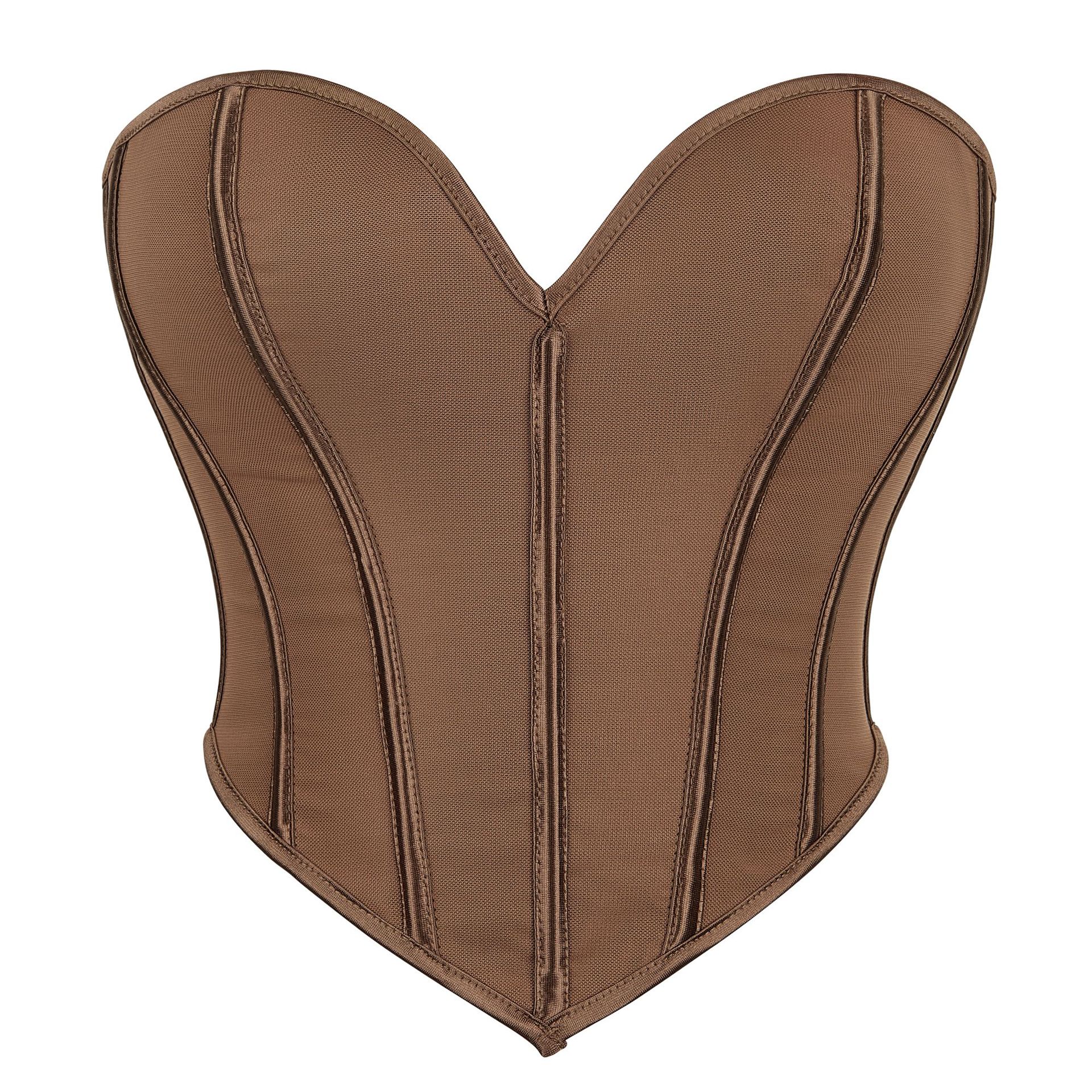 thumbnail image 1 of Lindo corsé sin tirantes con forma de corazón de malla transpirable con hombros descubiertos y corsé push-up para mujer, ropa exterior, lencería sexy, 1 of 6