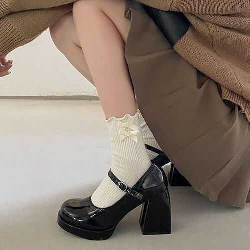 With skirt, waterproof platform, no tired feet, Mary Jane single shoes for women, French retro maggie Jane high heels jk barbie shoes 2025