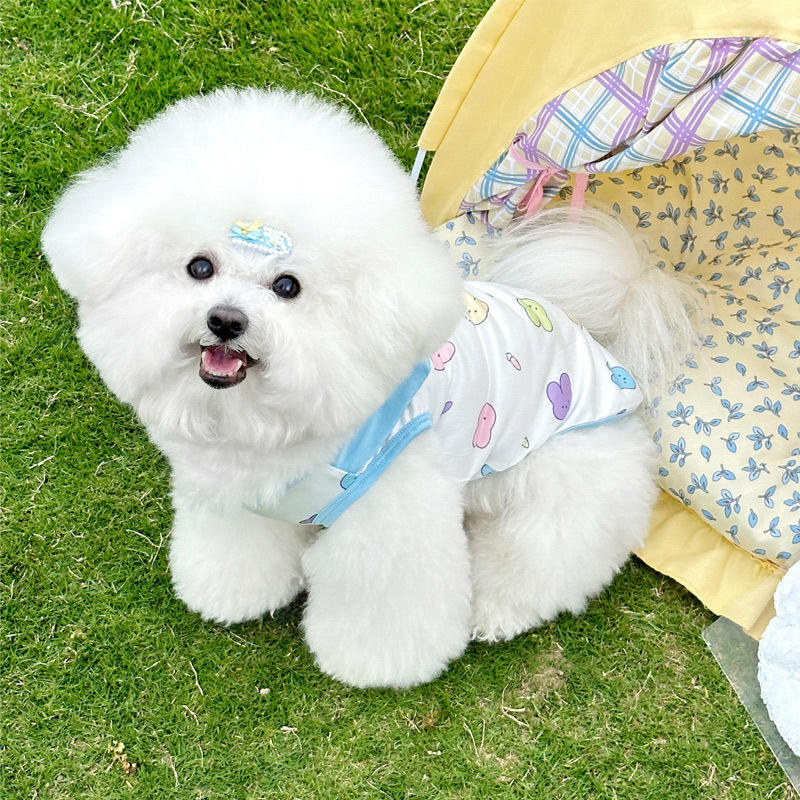 Milk Silk Breathable Pet Dog Clothes Teddy Bichon Cute Cartoon Navy Collar Vest Wholesale Japanese and Korean Style