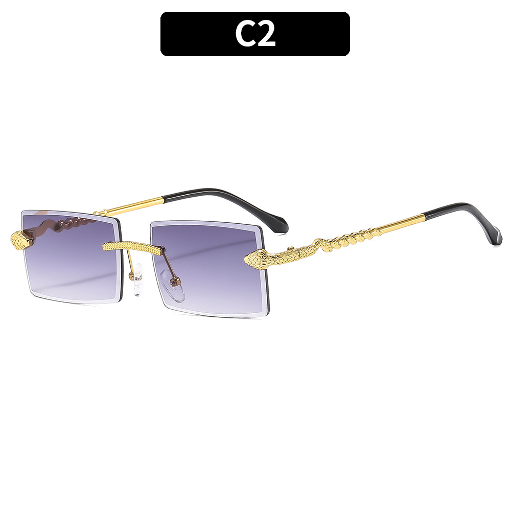 Classic square frameless snake head decorative for men and women, new sunglasses_voghion.com