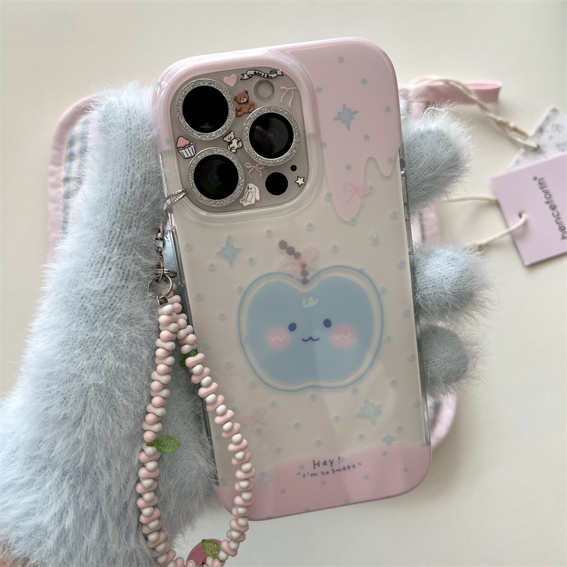 粉色晕染腮红蓝苹果链条适用iPhone16苹果15ProMax手机壳14新款13|undefined