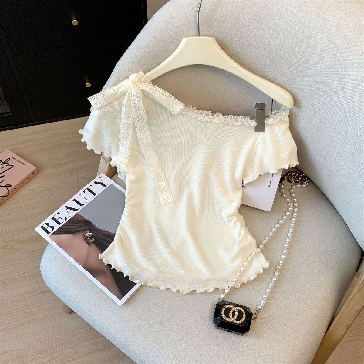 Cute lace summer short sleeve T-shirt