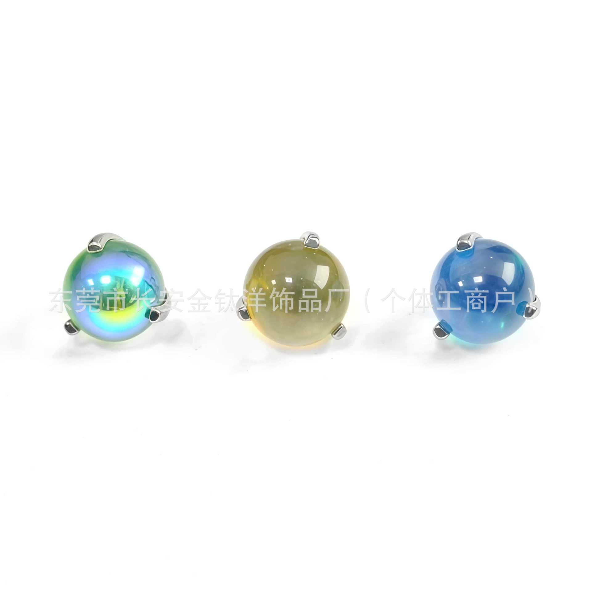 F136 Titanium Three-Claw Round Ball Coated Colorful Transfer Beads Lip Nails Tongue Nails Earrings detail image 4
