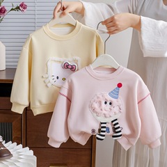 女の子用スウェットシャツ 秋服 2025年新作 おしゃれな子供用プルオーバー 長袖 幼児 秋物 女の子用トップス トレンド