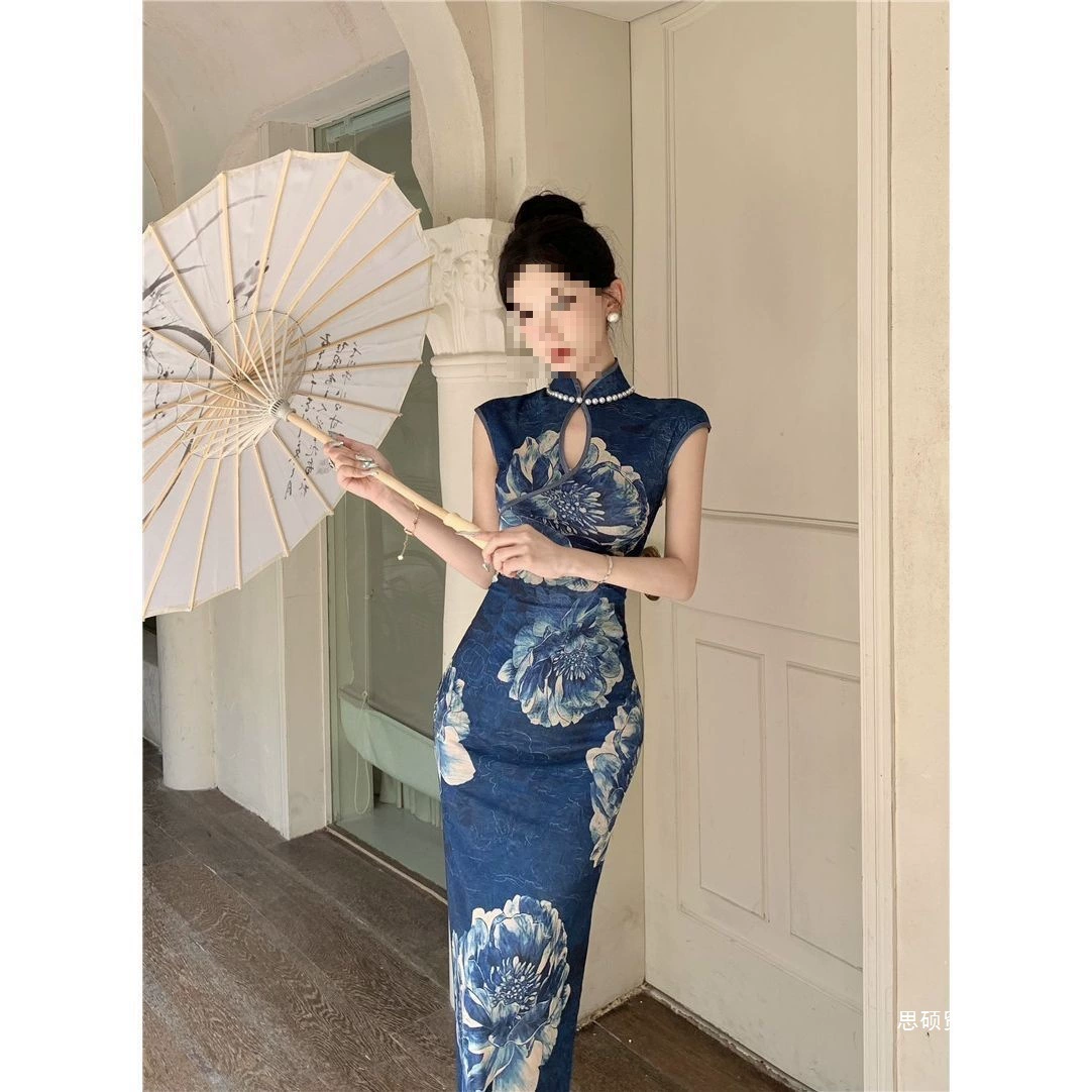Модное новое платье-ципао в китайском стиле, приталенное, с эффектом стройности, в стиле журналов, традиционное ципао, облегающая юбка.