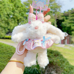 Jinnewオリジナルの小さな香りの格子縞のスカートの耳を垂れたウサギのぬいぐるみのペンダントの小さい大衆のかわいい包みの飾りのキーホルダー
