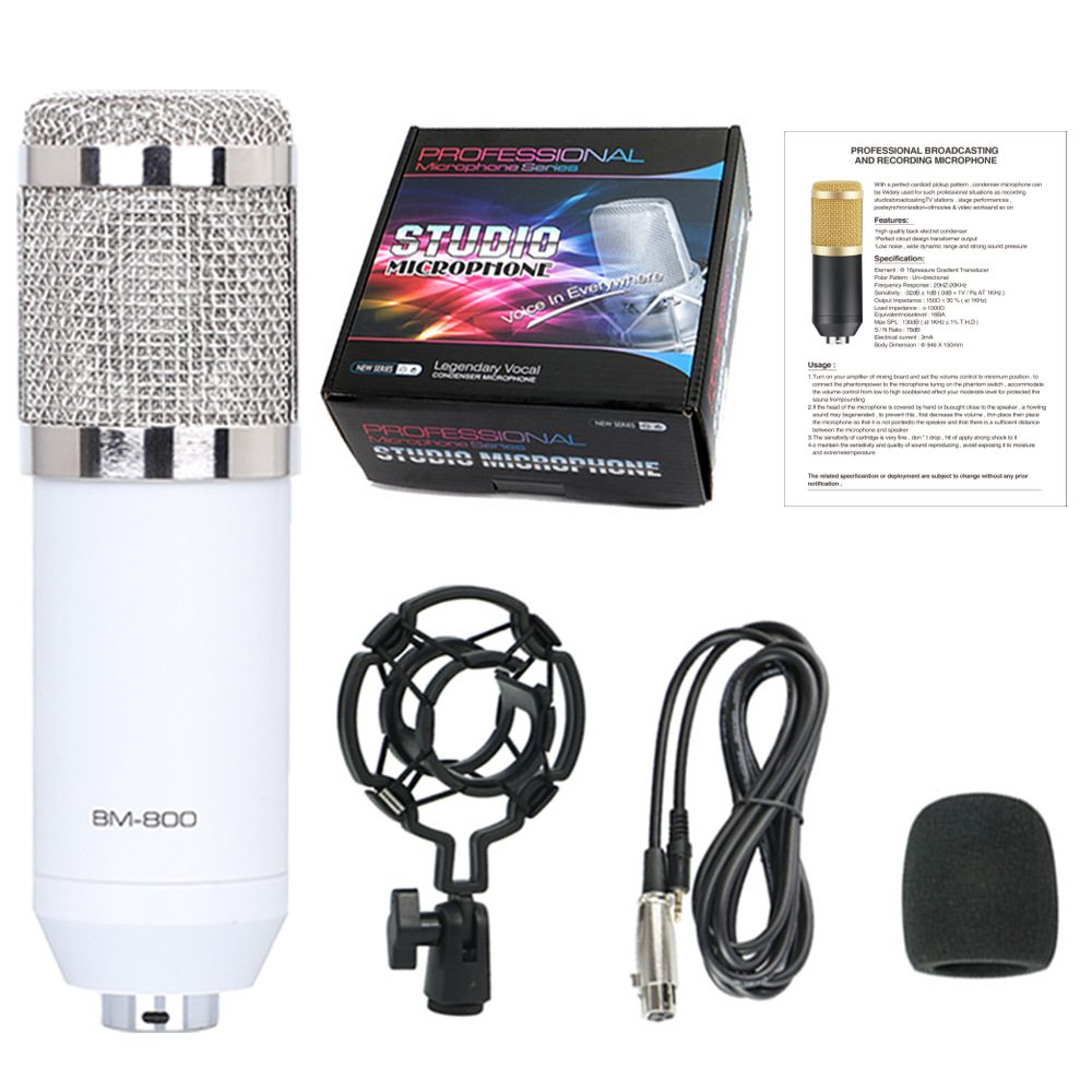 Micrófono de condensador BM-700 de fabricante al por mayor para karaoke con teléfono móvil, micrófono para transmisión en vivo por computadora, micrófono de grabación BM800 para transmisión en vivo.