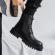 Internet Popular Martin Boots Men's High-top Trendy Spring and Autumn British Style Retro Mid-top Leather Shoes Heightened Black Leather Boots
