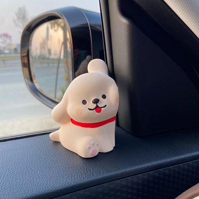 Line Puppy Car Ornaments Car Dashboard Decorations Cute Cartoon Car Center Console Couple Interior (Car ornaments) - tie-tie-puppy-left