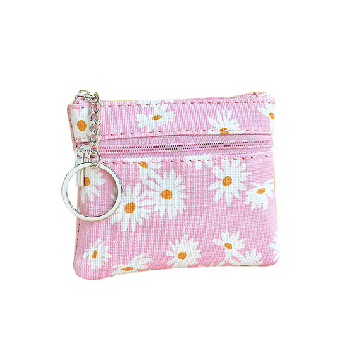 Keychain purse women's bag stylish printed coin purse fresh and simple versatile slim wallet casual mini card holder