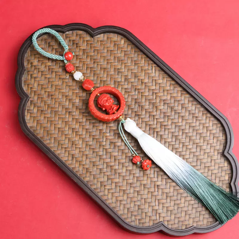 定制万山红遍含辰砂工艺品朱砂包挂钥匙挂挂件