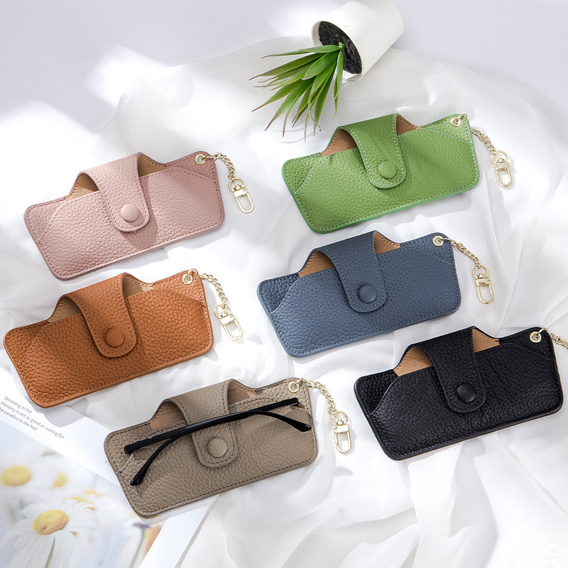 New Genuine Leather Artistic Glasses Bag Sunglasses Sunglasses Storage Bag High-end Sense ins Portable Men's and Women's Ultra-thin
