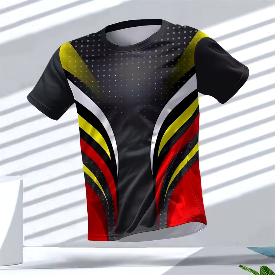 Europa y América AliExpress Cross-border hombres deportes de verano malla suelta transpirable y deshumidificación manga corta cuello redondo camiseta impresión 3D