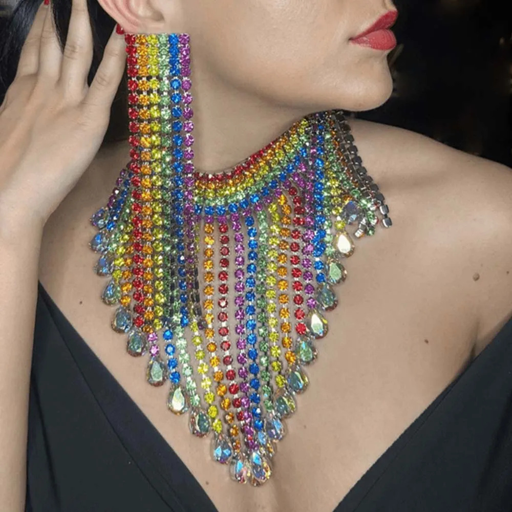 Bohemia Bozz Jewelry Set Exaggerated Clavicle Diamond Personalidad Aretes Accesorios Jewelry Set