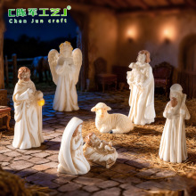 跨境新品国外外贸人物诞生圣诞 DIY装饰品配件桌面微缩树脂小摆件