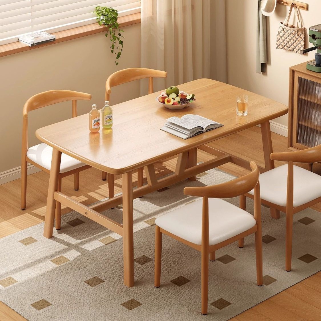 Dining Table for Home Small Apartment Light Luxury Modern Simple Rectangular Dining Commercial Table and Chairs Dining Table for Rental Housing