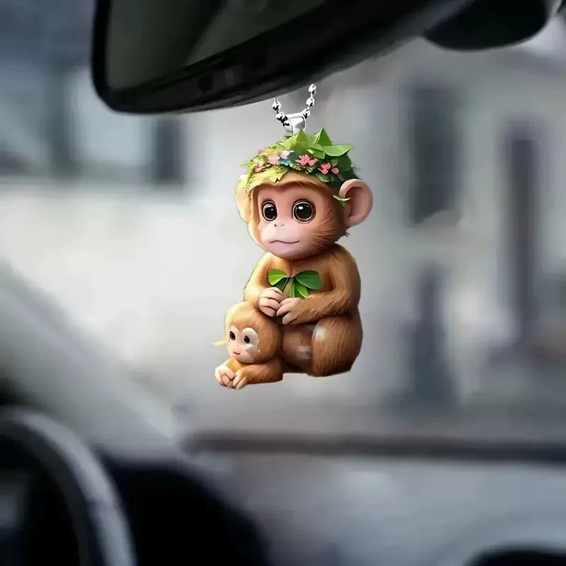 2d маленькая обезьяна плоский автомобиль подвеска акриловой трансграничный новый автомобиль зеркало заднего вида украшения подвеска украшения