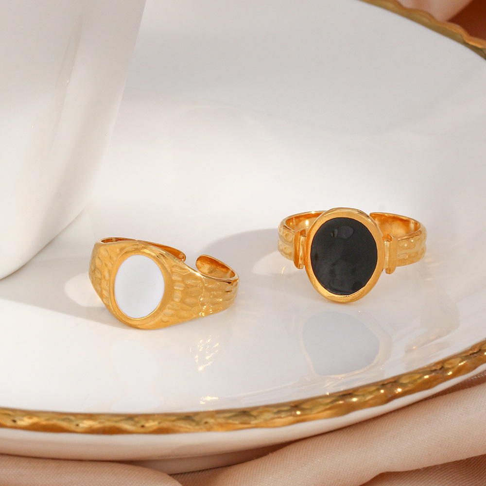 18K Gold Plated Plating Material Wholesale Jewelry Retro Geometric Sun Star 304 Stainless Steel Zircon 18K Gold Plated Open Ring