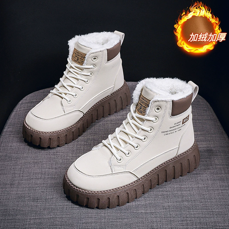 Ботинки (Martens KT2509) — утеплённые на платформе, с плюшевой подкладкой, корейский стиль, 35–40