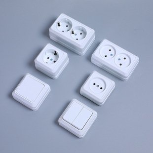 Cross-Border Russian Surface-Mounted Wall Switch Two-Eye European Standard German Standard Wall Power Panel Socket French Standard Socket