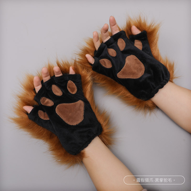 代装手作りぬいぐるみLolita獣耳獣爪アクセサリーソフト萌え妹猫娘INS猫爪半指手袋|undefined